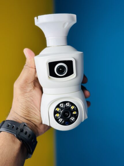 V380 E9 Dual Lens Bulb PTZ IP Camera- White Color