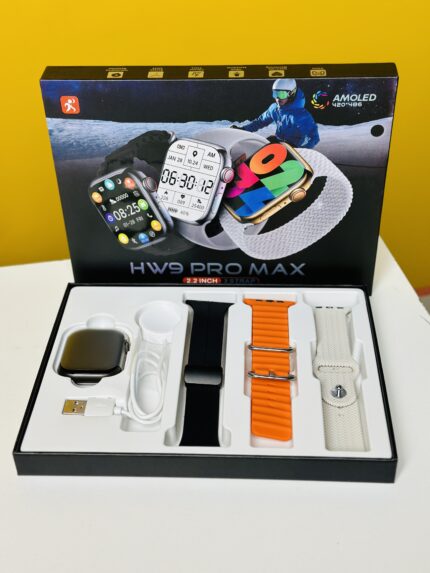 HW9 Pro Max Smart Watch (3 Straps In 1) – Black Color