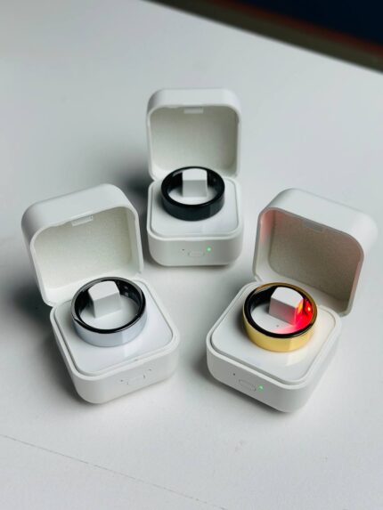 Smart Finger Ring for Fitness Tracking – With Charging Case  (Ring Size -9&10) -Black & Golden